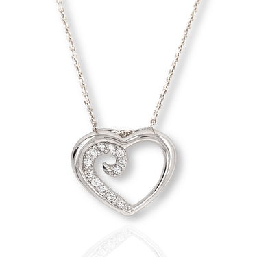 Silver Heart CZ Necklace